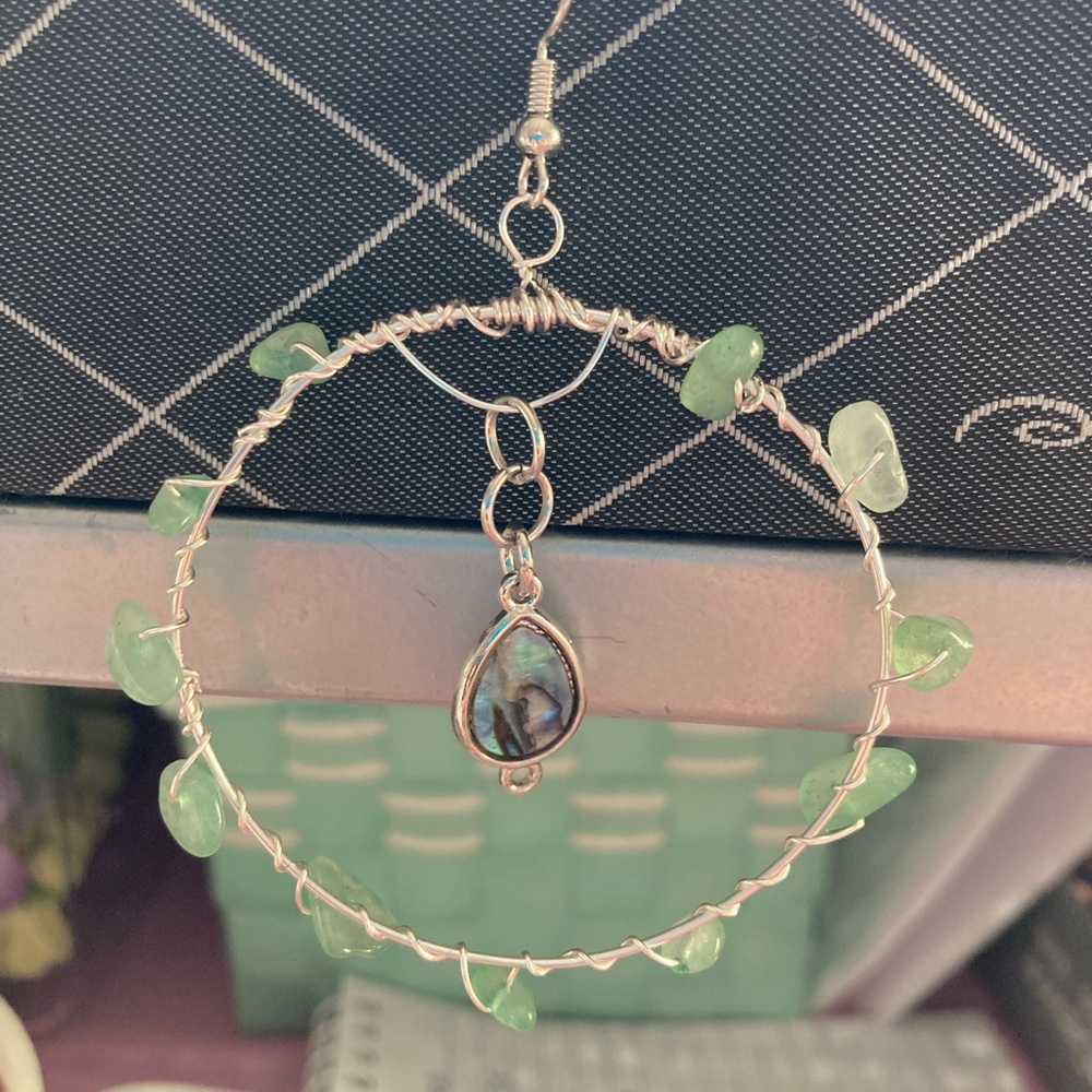 Handmade/homemade wire wrapped/stone earrings